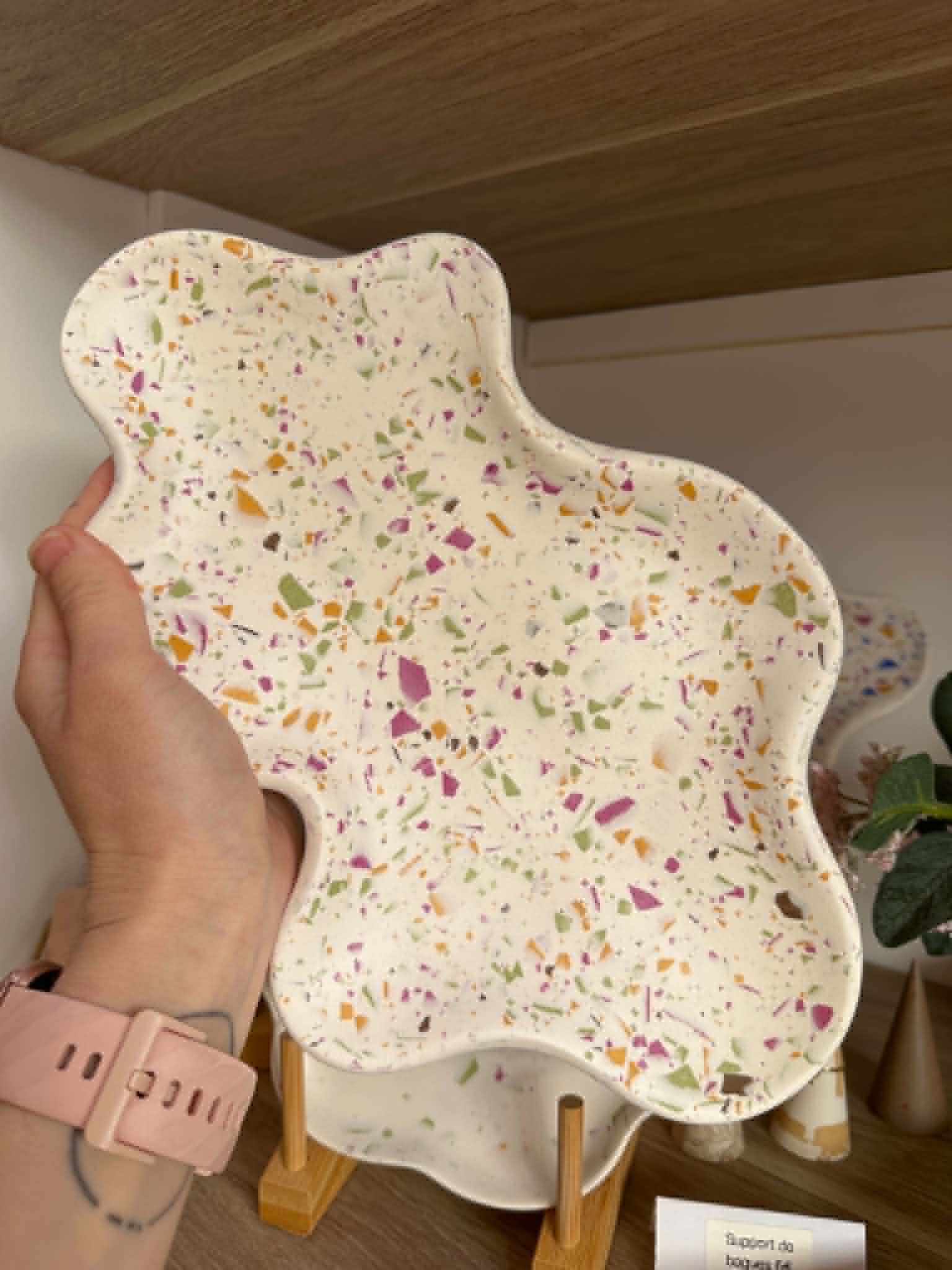 Plateau effet terrazzo vert